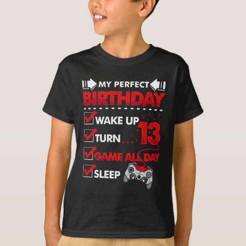 13 Year Old Gamer Boy 13rd Perfect Birthday Gaming T_Shirt