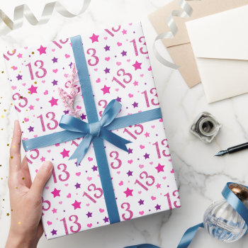 13 Year Old Glitter Birthday Wrapping Paper by allpetscherished at Zazzle