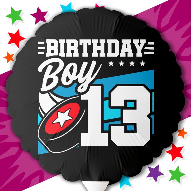 13 Year Old Hockey Party Theme 13th Birthday Boy Balloon (Creator Uploaded)