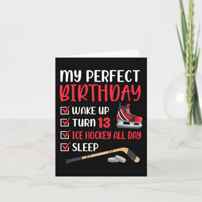 13 Year Old Ice Hockey Birthday Party 13th Boy Bda Card (Front)