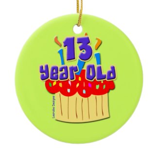 13 Year Old Double-Sided Ceramic Round Christmas Ornament