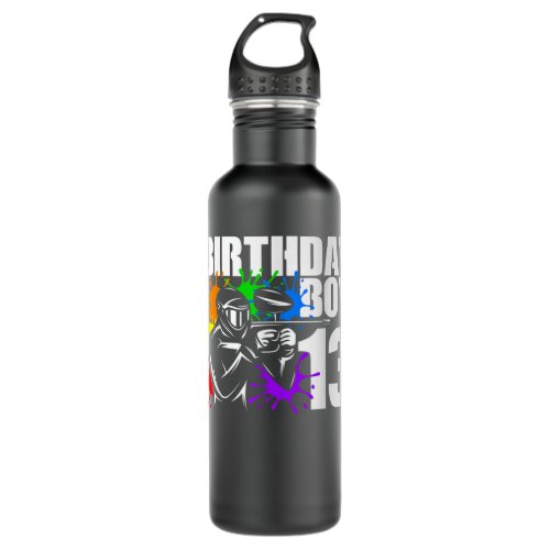 13 Year Old Paintball Birthday Party Boys 13th Gif Stainless Steel Water Bottle