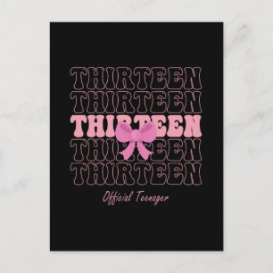 13 Year Old Pink Coquette Bow Official Teenager 13 Holiday Postcard