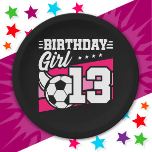 13 Year Old Soccer Football 13th Birthday Girl Paper Plates