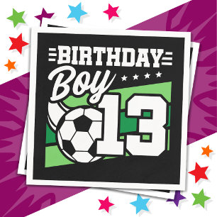 13 Year Old Soccer Football Kids 13th Birthday Boy Napkins