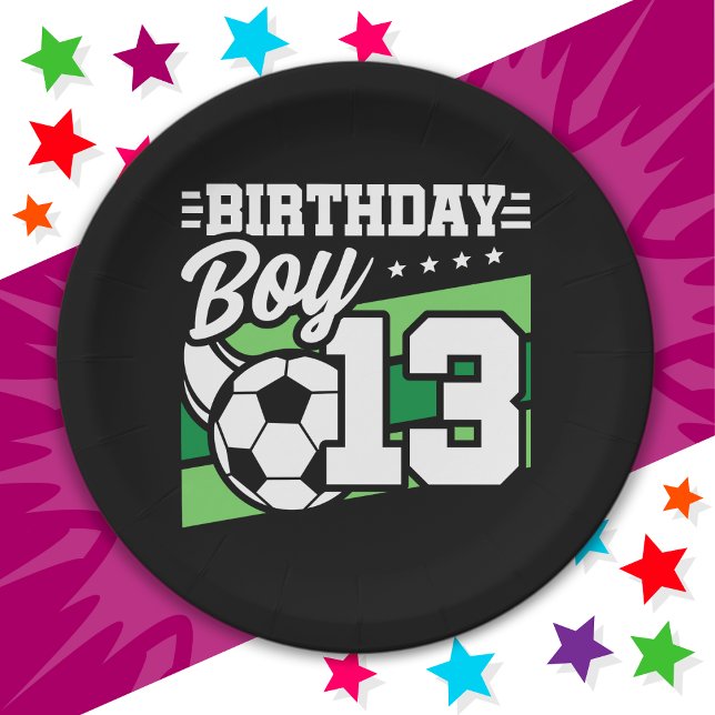 13 Year Old Soccer Football Kids 13th Birthday Boy Paper Plates (Creator Uploaded)