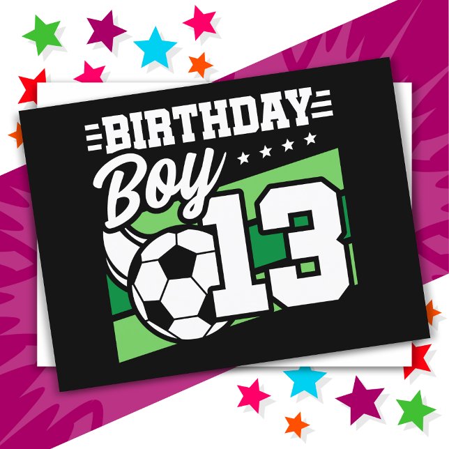 13 Year Old Soccer Football Kids 13th Birthday Boy Postcard (Creator Uploaded)