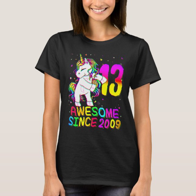 13 Year Old Unicorn Flossing 13th Birthday Girl Un T-Shirt (Front)