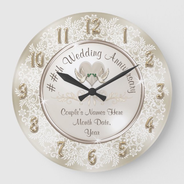 13 Year Traditional Anniversary Gift or 1 Year Large Clock (Front)
