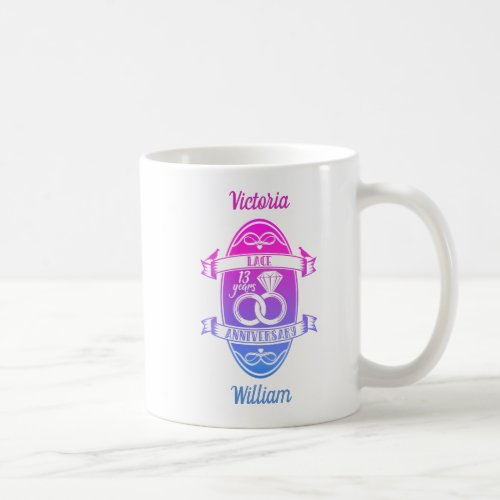 13 Year traditional Lace 13th wedding anniversary Coffee Mug