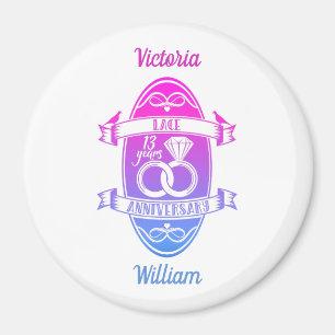 13 Year traditional Lace 13th wedding anniversary Magnet