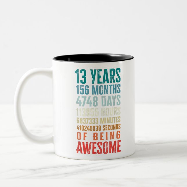 13 Years 156 Months Of Being Awesome 13th Birthday Two-Tone Coffee Mug (Left)