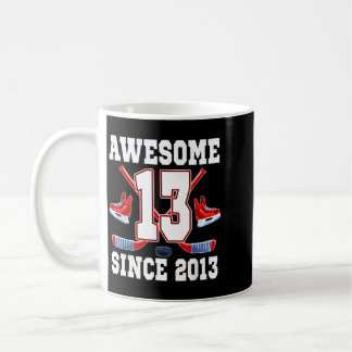 13 Years Awesome Since 2013 Hockey Theme Birthday Coffee Mug
