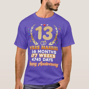 13 Years Married Happy 13th Wedding Anniversary Co T-Shirt