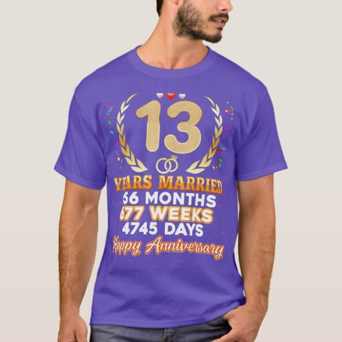 13 Years Married Happy 13th Wedding Anniversary Co T_Shirt