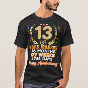 13 Years Married Happy 13th Wedding Anniversary Co T-Shirt