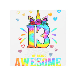 13 Years of being awesome 9th birthday girl unicor Metal Print