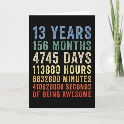 13 Years Of Being Awesome Cool Birthday Card