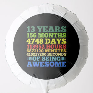 13 Years Old 156 Months Vintage 13th Birthday Balloon
