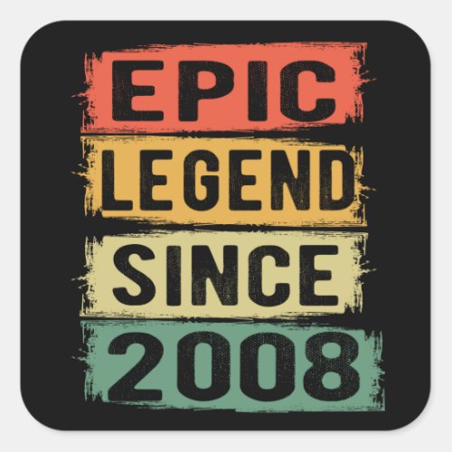 13 Years Old Bday 2008 Epic Legend 13th Birthday Square Sticker