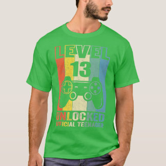 13 Years Old Boys 13th Birthday Level 13 Unlocked T-Shirt
