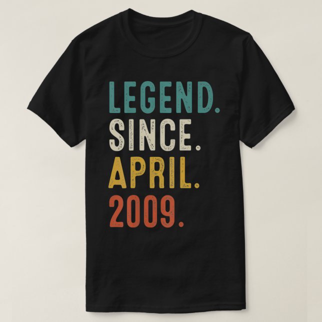 13 Years Old Gifts Legend Since April 2009 13th Bi T-Shirt (Design Front)