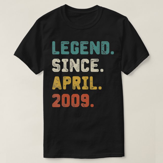 13 Years Old Gifts Legend Since April 2009 13th Bi T-Shirt (Design Front)