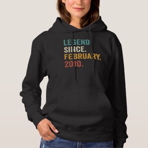 13 Years Old Gifts Legend Since February 2010 13th Hoodie