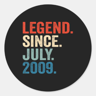 13 Years Old Gifts Legend Since July 2009 13th Bir Classic Round Sticker