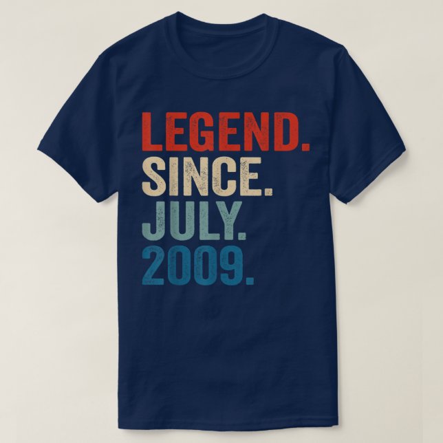 13 Years Old Gifts Legend Since July 2009 13th Bir T-Shirt (Design Front)