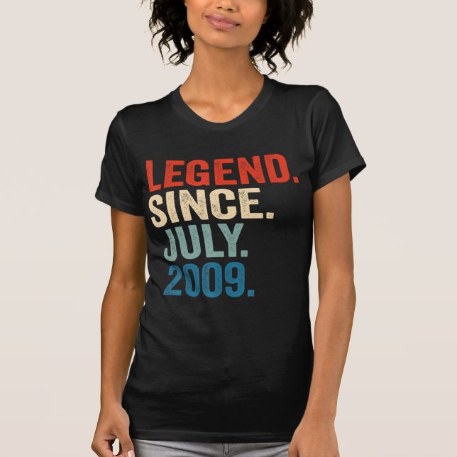 13 Years Old Gifts Legend Since July 2009 13th Bir T-Shirt (Front)