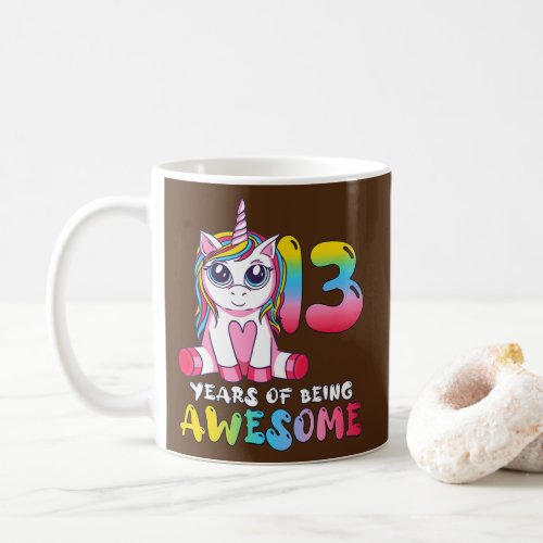 13 Years Old Girl Cute Unicorn 13th Birthday Coffee Mug