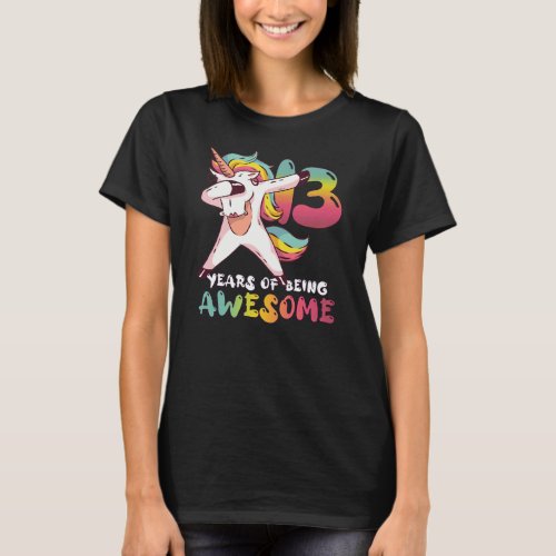 13 Years Old Girl Unicorn Dabbing 13th Birthday T_Shirt