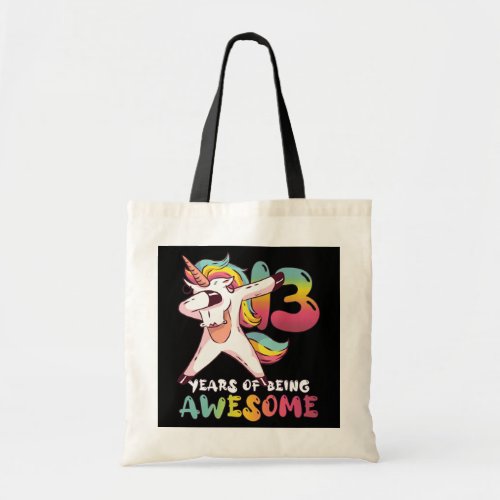 13 Years Old Girl Unicorn Dabbing 13th Birthday Tote Bag