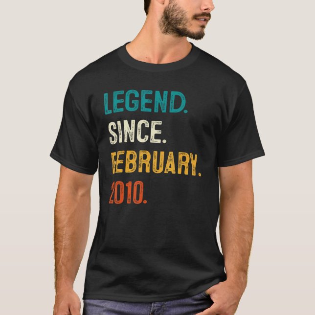 13 Years Old  Legend Since February 2010 13th Birt T-Shirt (Front)