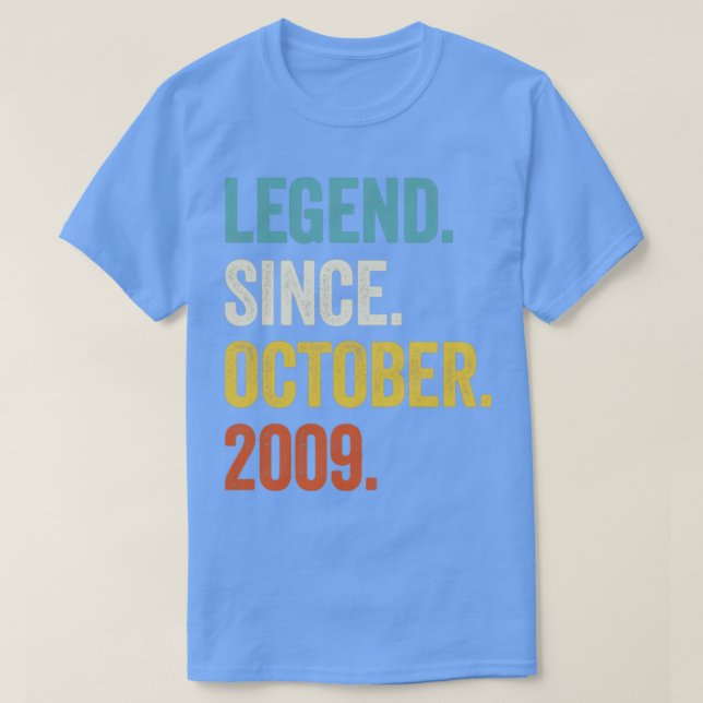 13 Years Old Legend Since October 2009 13th Birthd T-Shirt (Design Front)
