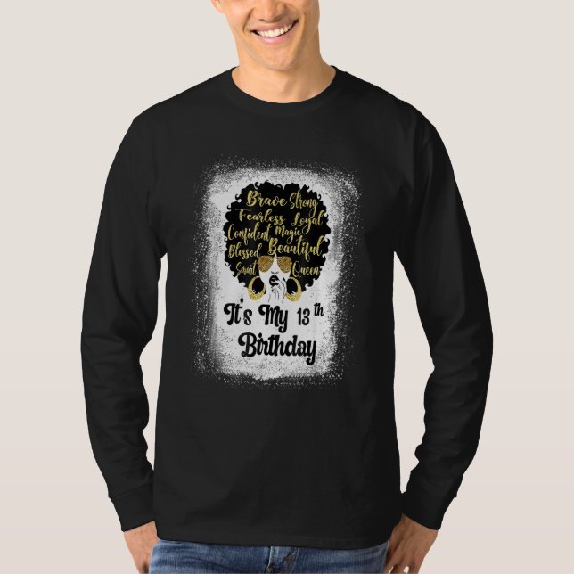 13 Years Old Leopard Melanin Girl It's My Birthday T-Shirt (Front)