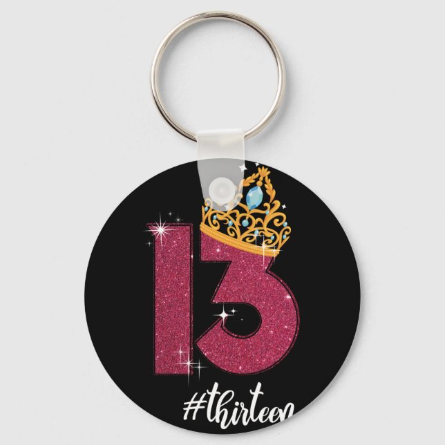 13 Years Old Official Teenager 13th Birthday Gift Keychain (Front)