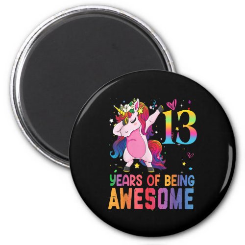 13 Years Old Unicorn Dabbing 13th Birthday Girl Un Magnet