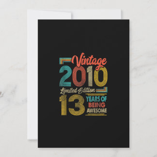 13 Years Old Vintage 2010 Gifts 13th Birthday Boys Invitation