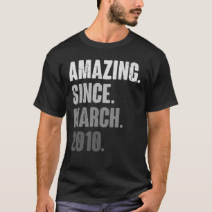 13 Years Old Vintage 2010 March Birthday 13th Deco T-Shirt