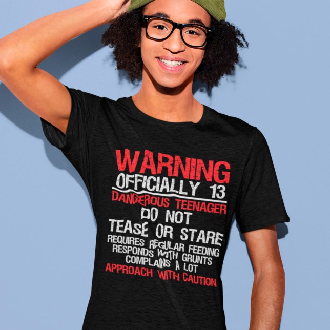 13 Years Warning Dangerous Teenager 13th Birthday T-Shirt (Creator Uploaded)