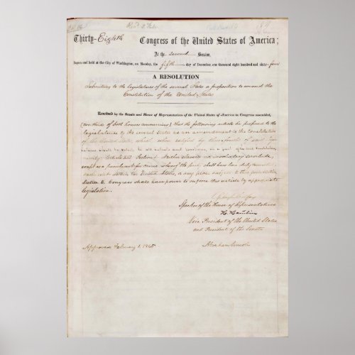 13th Amendment of the United States Constitution Poster