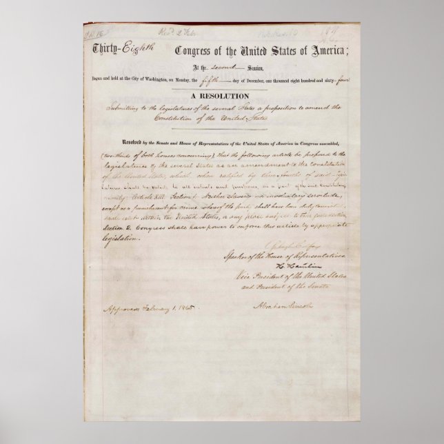 13th Amendment of the United States Constitution Poster (Front)