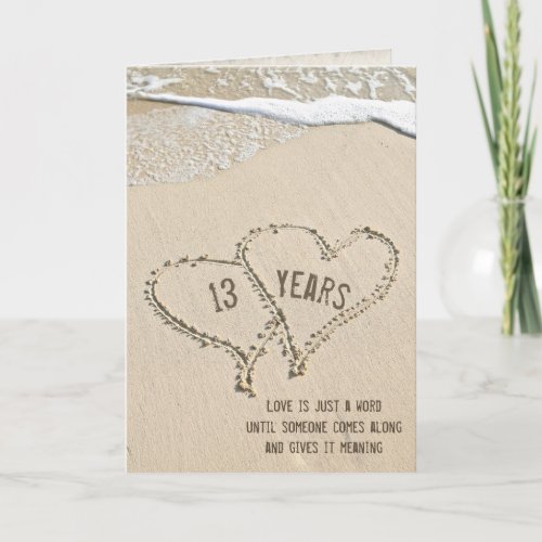 13th Anniversary Beach Hearts Card