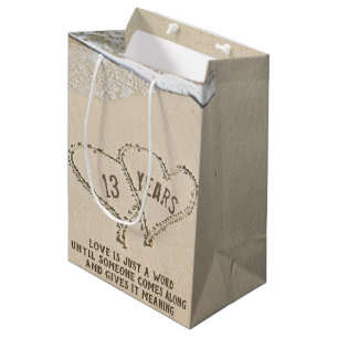 13th Anniversary Beach Hearts Medium Gift Bag