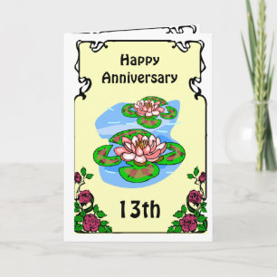13th anniversary card -water lilies