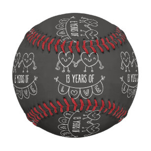 13th Anniversary Gift Chalk Hearts Baseball