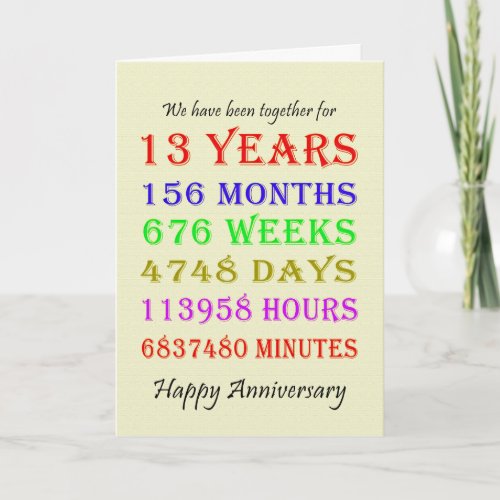 13th Anniversary Milestones Card