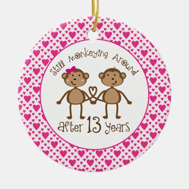 13th Anniversary Monkey Love Ornament (Front)